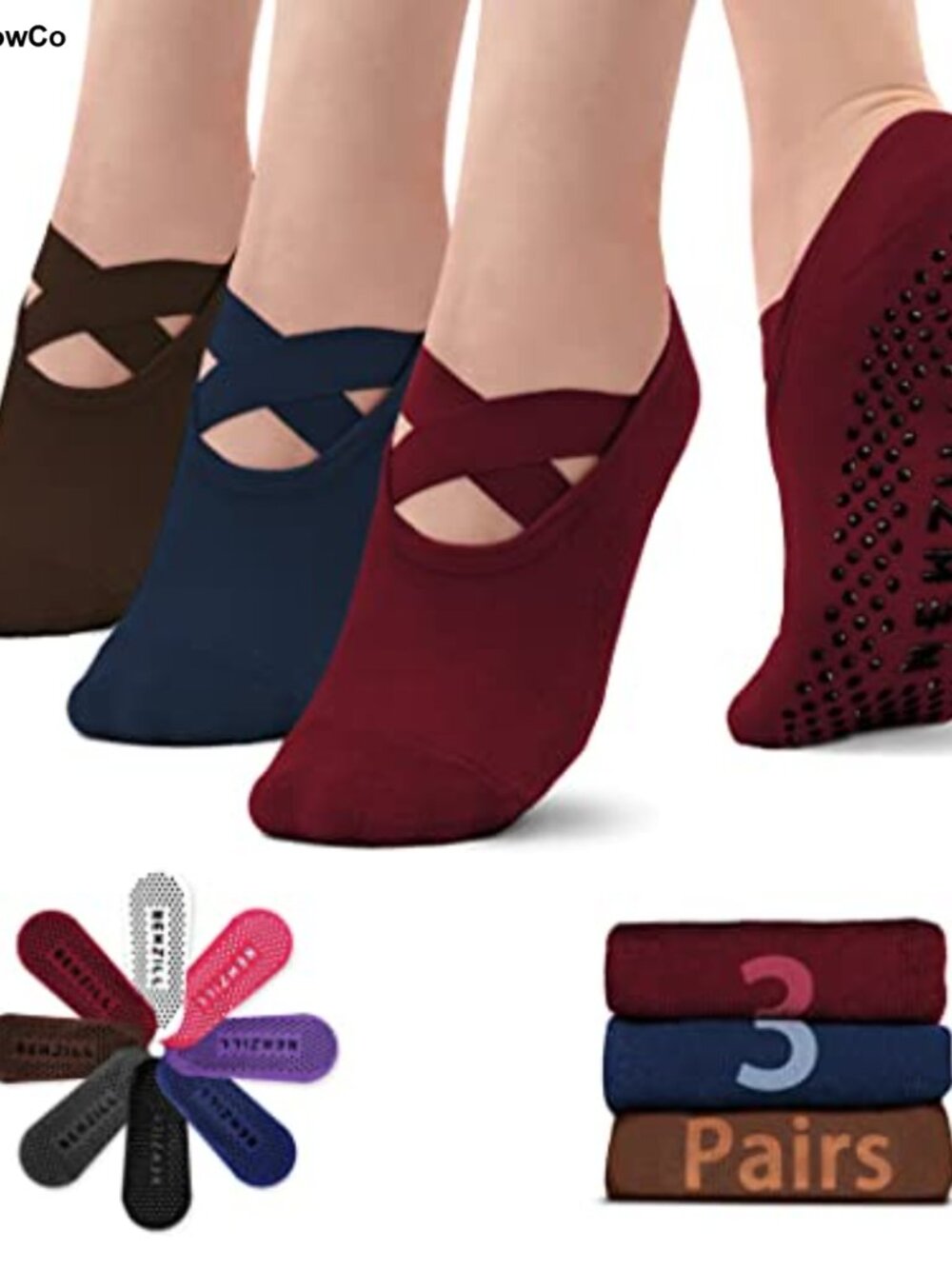 Non Slip Yoga Socks with Cushion Grip for Pilates Barre Ballet Dance